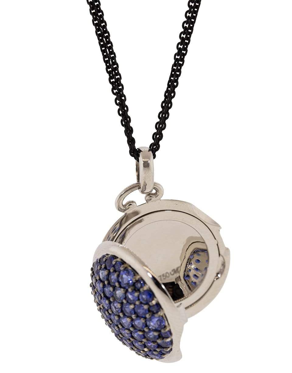 MONICA RICH KOSANN-Blue Sapphire Pave Locket Necklace-WHITE GOLD