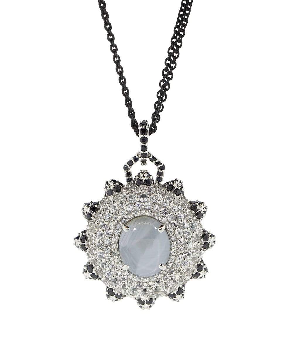 MONICA RICH KOSANN-Star Sapphire Locket Necklace-WHITE GOLD