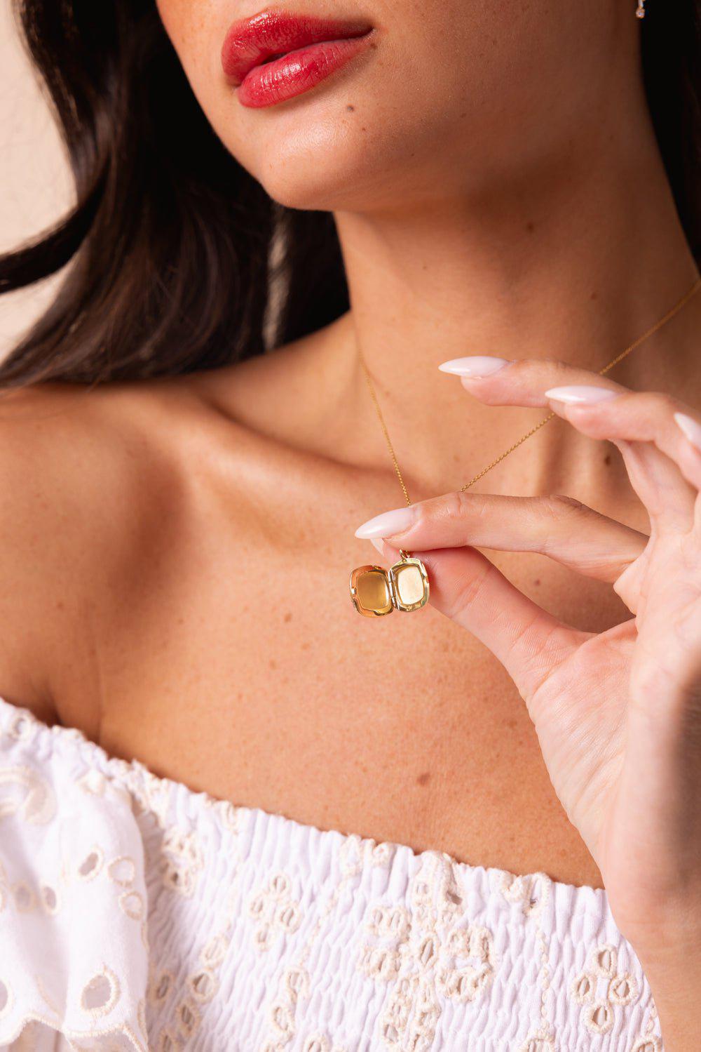 MONICA RICH KOSANN-Slim Rae Pink Sapphire Locket-YELLOW GOLD