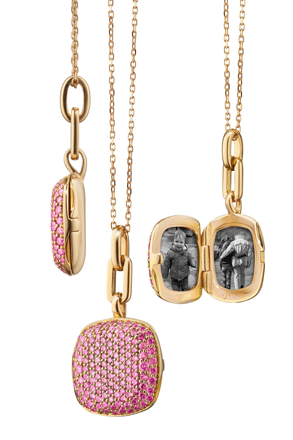 MONICA RICH KOSANN-Slim Rae Pink Sapphire Locket-YELLOW GOLD