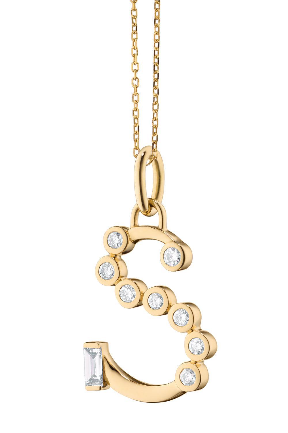 Diamond Initial Necklace - S-YELLOW GOLD-17-JEWELRYFINE JEWELNECKLACE O-MONICA RICH KOSANN