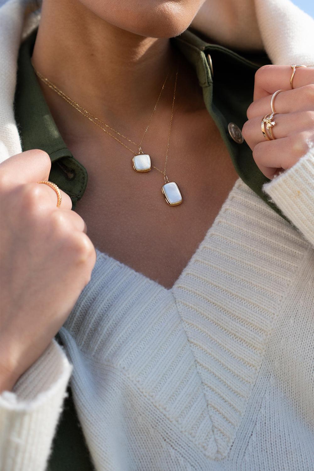 Pearl Double Sided Slim Britt Locket Necklace-YELLOW GOLD-17-JEWELRYFINE JEWELNECKLACE O-MONICA RICH KOSANN