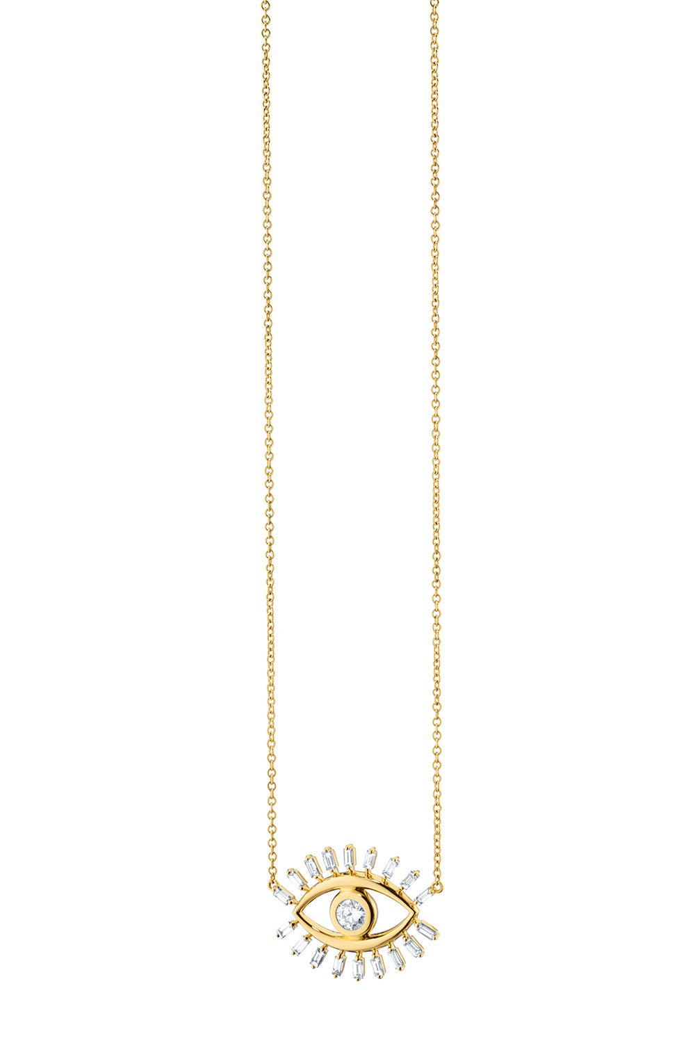 MONICA RICH KOSANN-“Protect” Diamond Evil Eye Necklace-YELLOW GOLD