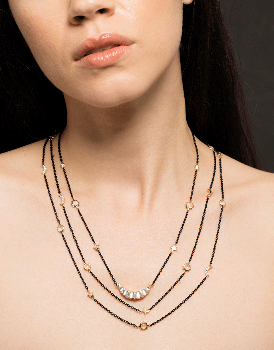 MONICA RICH KOSANN-Black Steel Wrap Chain-YELLOW GOLD