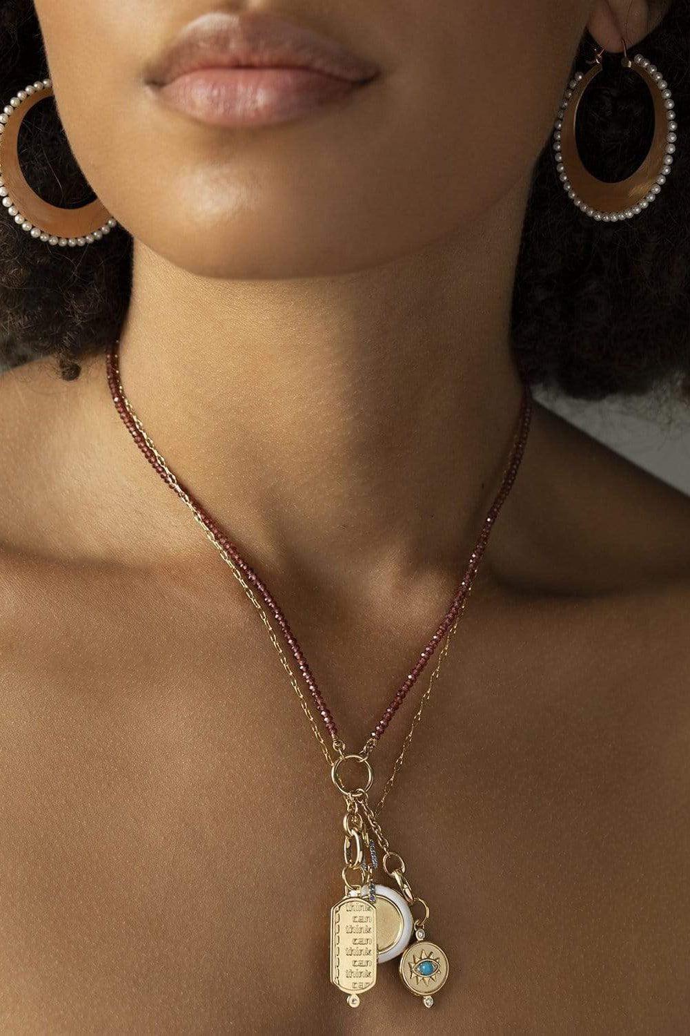 MONICA RICH KOSANN-"Design Your Own” Garnet Charm Chain Necklace-YELLOW GOLD