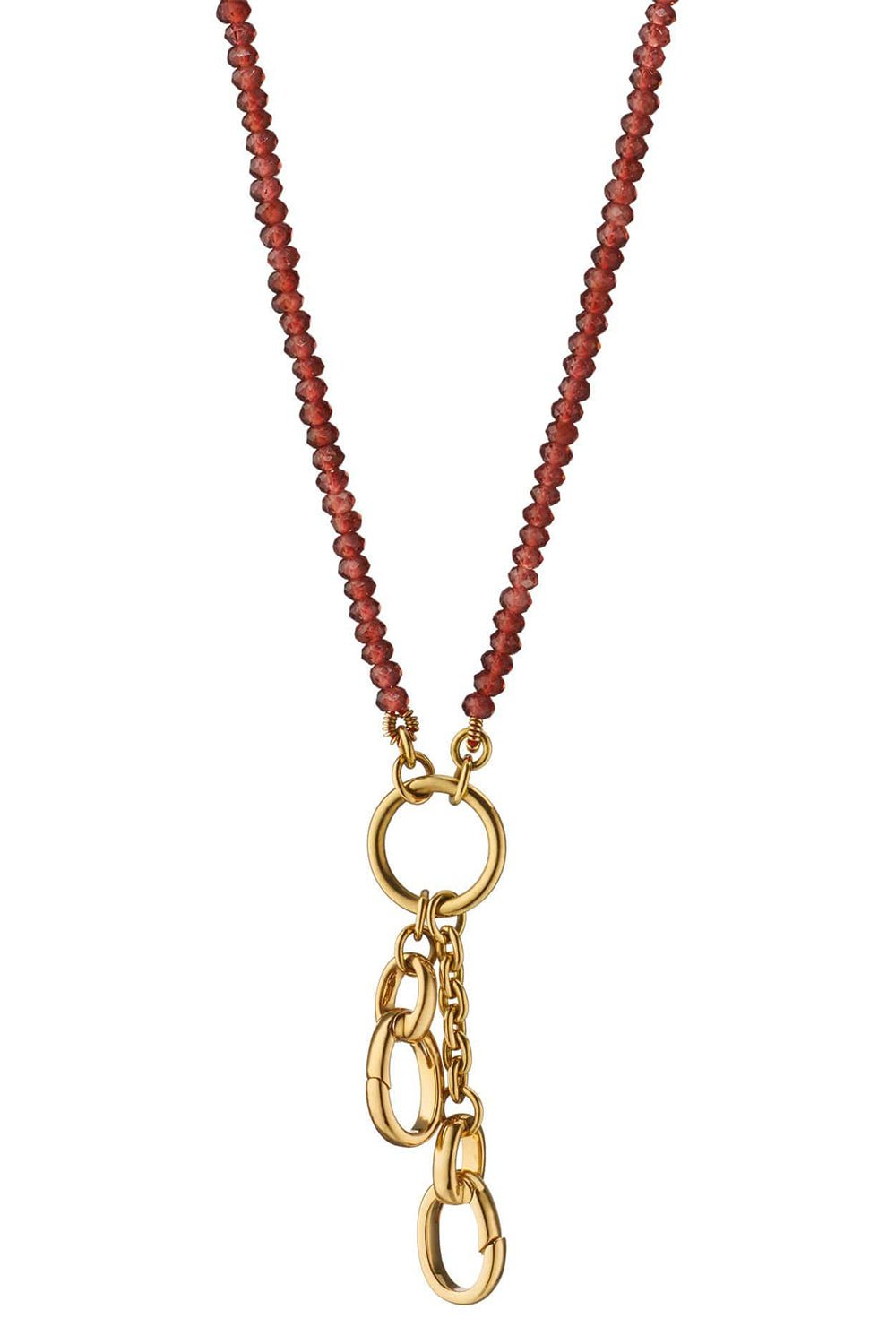 MONICA RICH KOSANN-"Design Your Own” Garnet Charm Chain Necklace-YELLOW GOLD