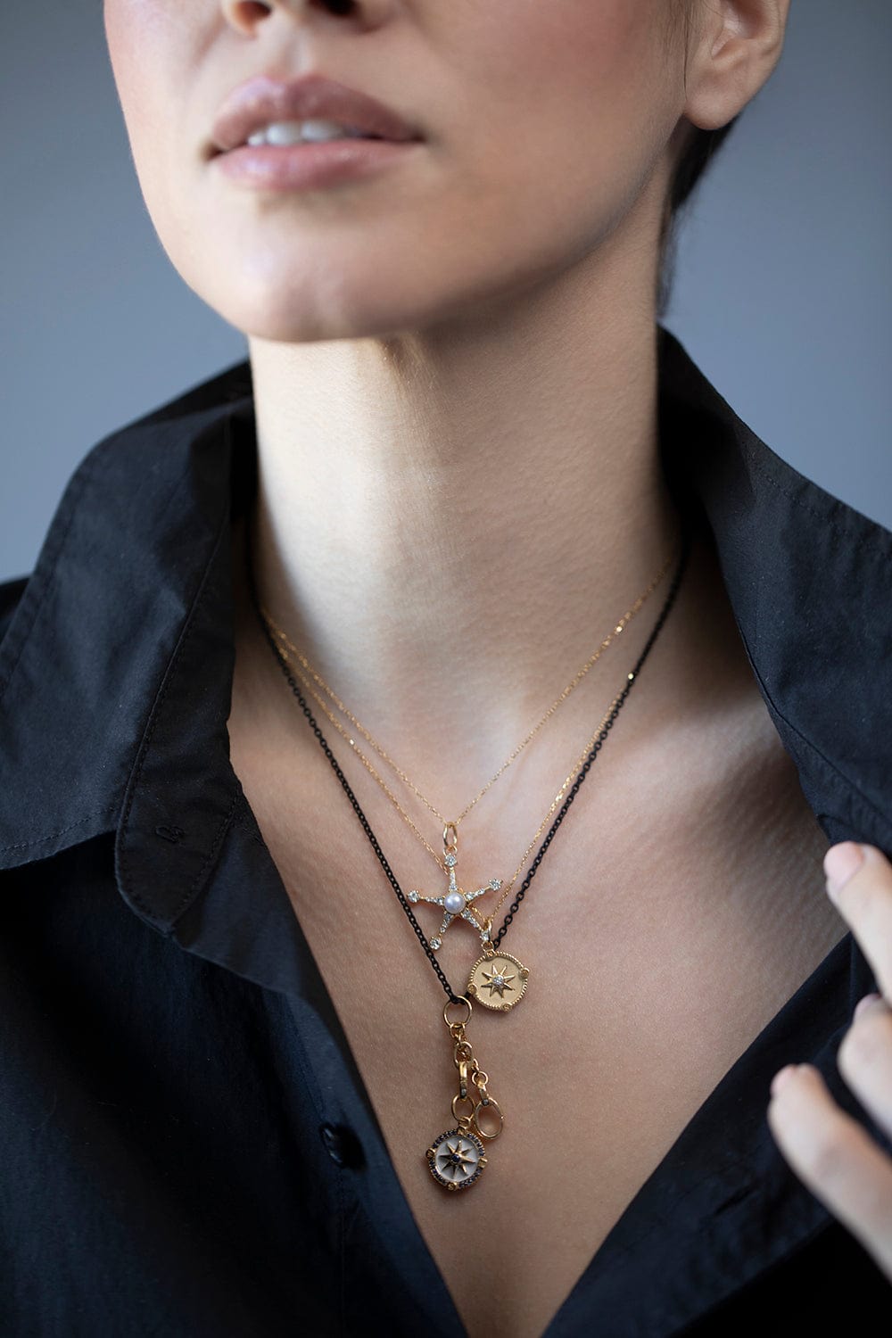 MONICA RICH KOSANN-Double Enhancer Chain Necklace-YELLOW GOLD