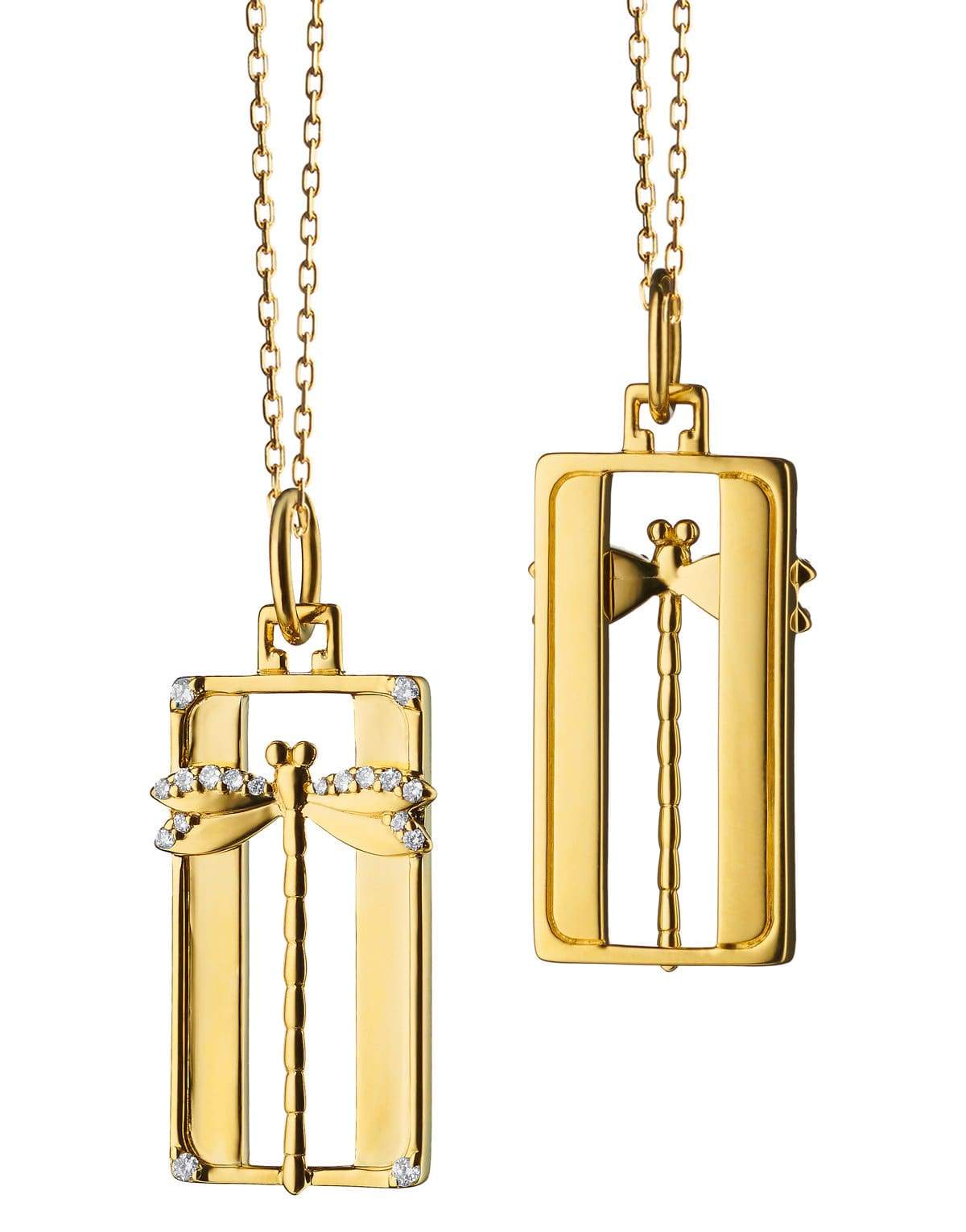 MONICA RICH KOSANN-Dragonfly Diamond Charm Necklace-YELLOW GOLD