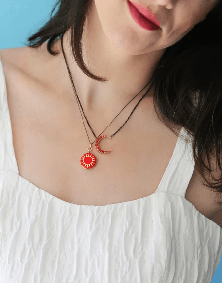 MONICA RICH KOSANN-Fire Opal Midi Crescent Necklace-YELLOW GOLD