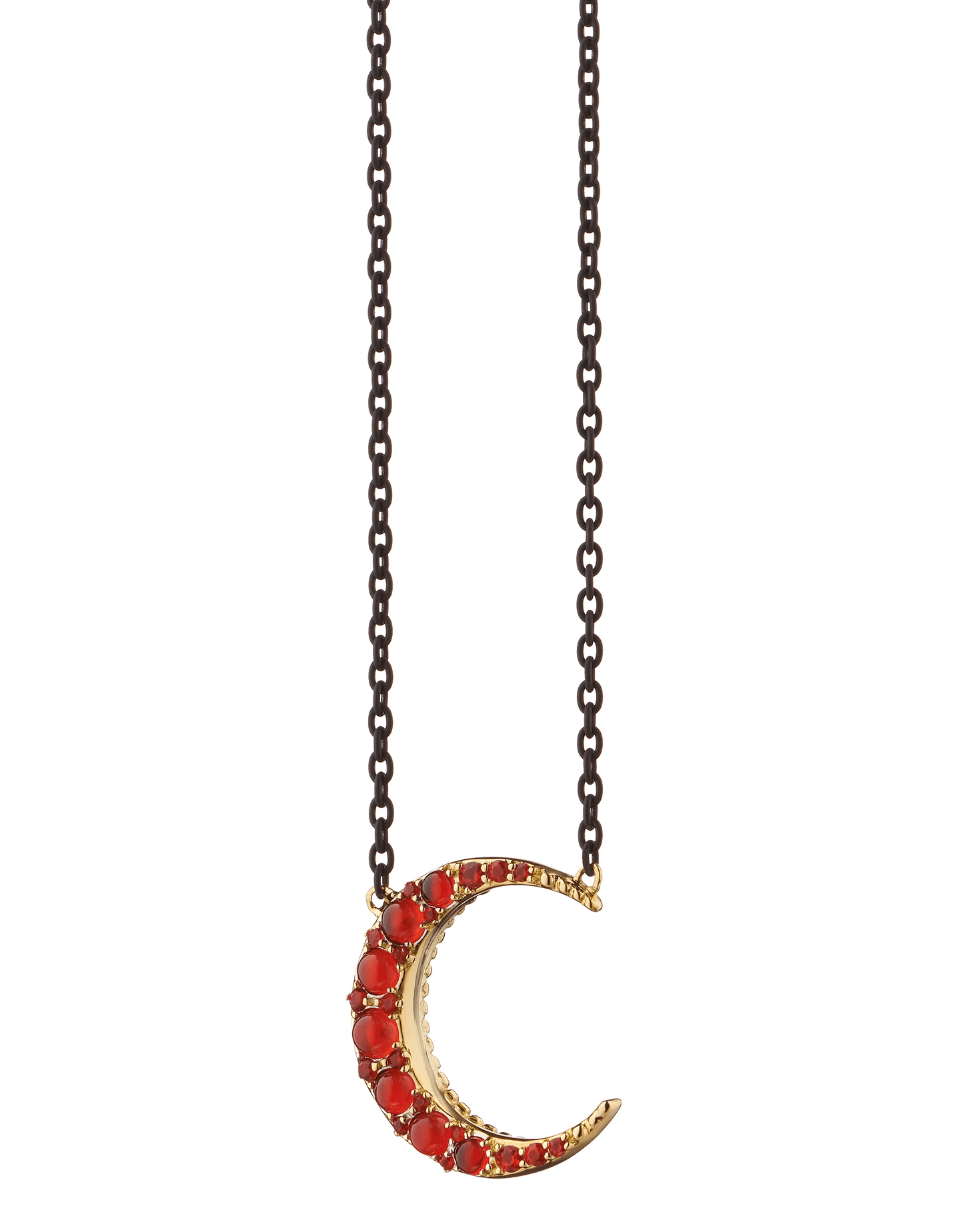 MONICA RICH KOSANN-Fire Opal Midi Crescent Necklace-YELLOW GOLD