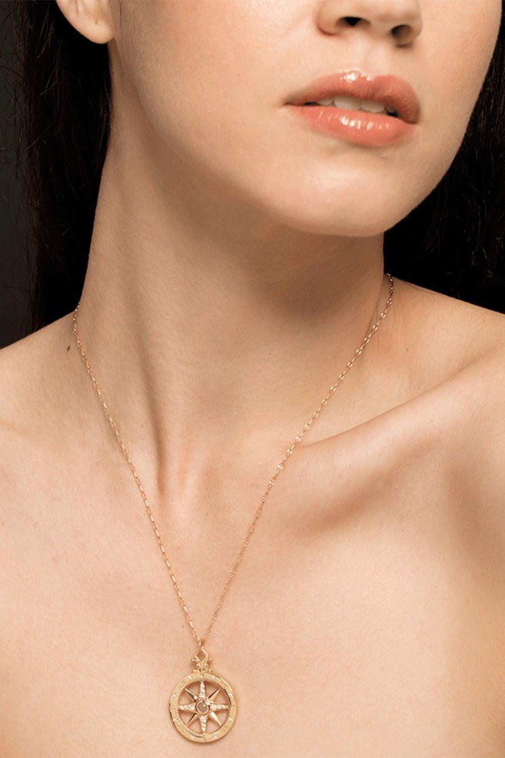 MONICA RICH KOSANN-Global Compass Global Pendant Necklace-YELLOW GOLD