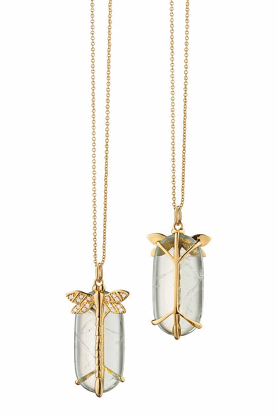 MONICA RICH KOSANN-Grace Dragonfly Necklace with Prasiolite-YELLOW GOLD