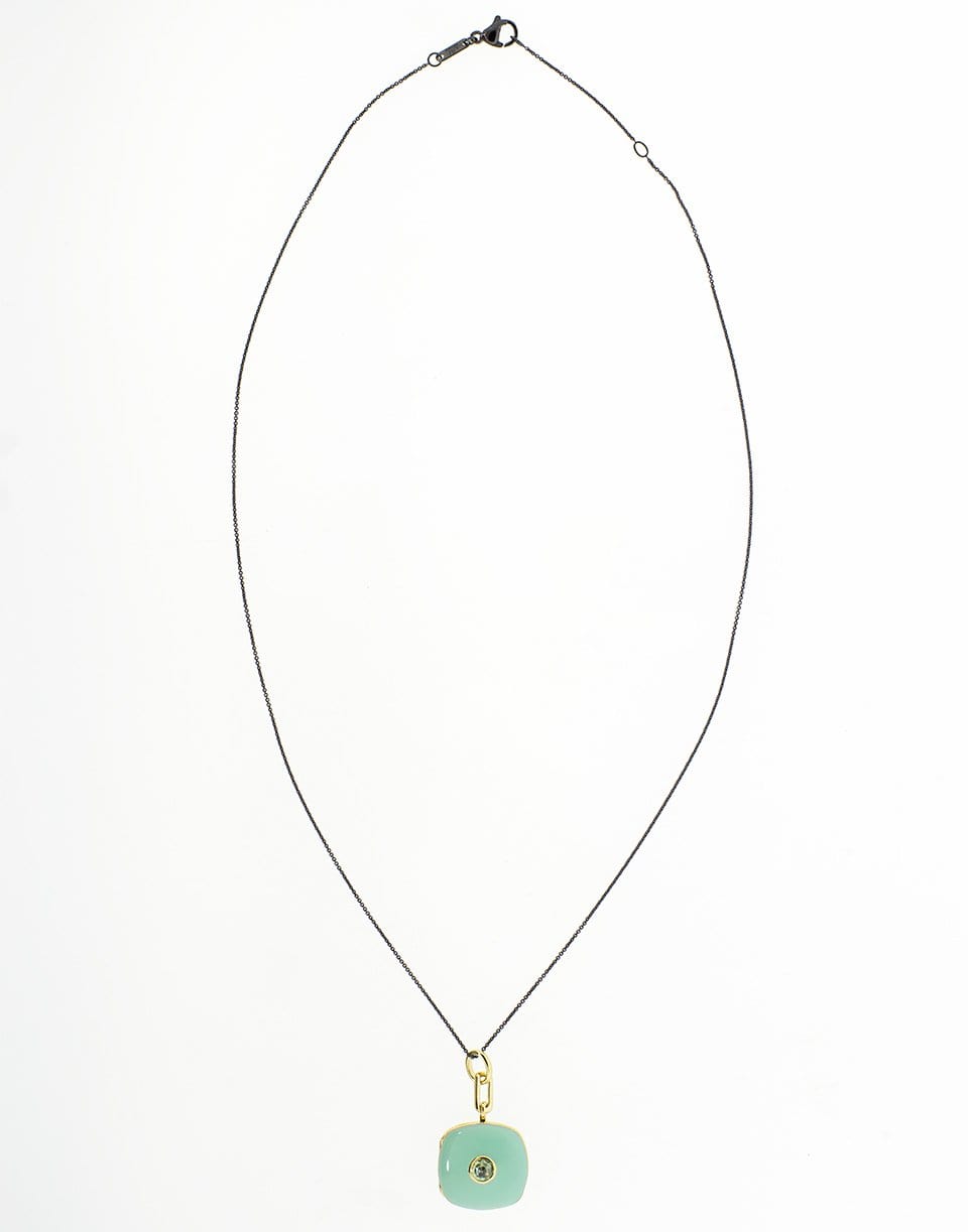 MONICA RICH KOSANN-Green Sapphire Locket Necklace-YELLOW GOLD