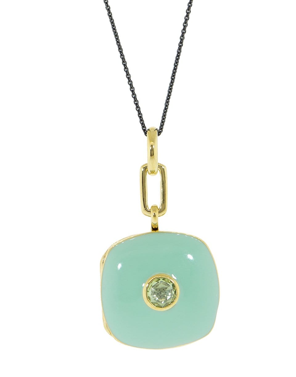MONICA RICH KOSANN-Green Sapphire Locket Necklace-YELLOW GOLD