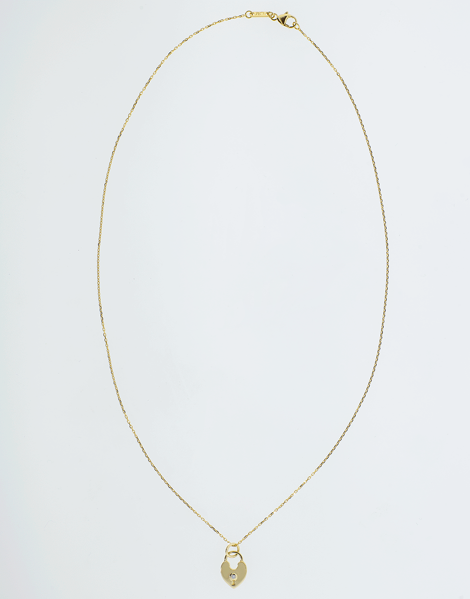 MONICA RICH KOSANN-Heart Shaped Lock Charm Necklace-YELLOW GOLD