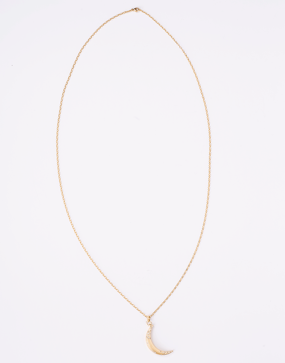 MONICA RICH KOSANN-Large Crescent Moon Charm Necklace-YELLOW GOLD
