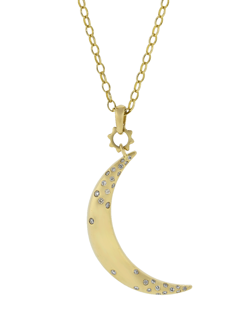 MONICA RICH KOSANN-Large Crescent Moon Charm Necklace-YELLOW GOLD