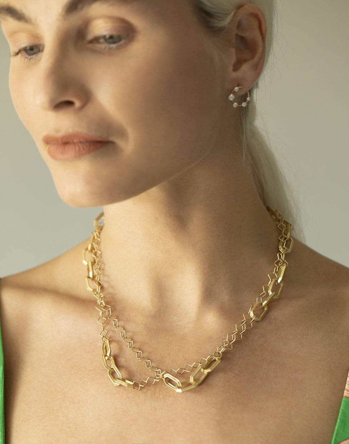 MONICA RICH KOSANN-Octagon Link Toggle Necklace-YELLOW GOLD
