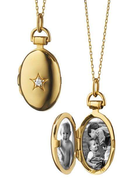 MONICA RICH KOSANN-Petite Oval Diamond Star Locket-YELLOW GOLD
