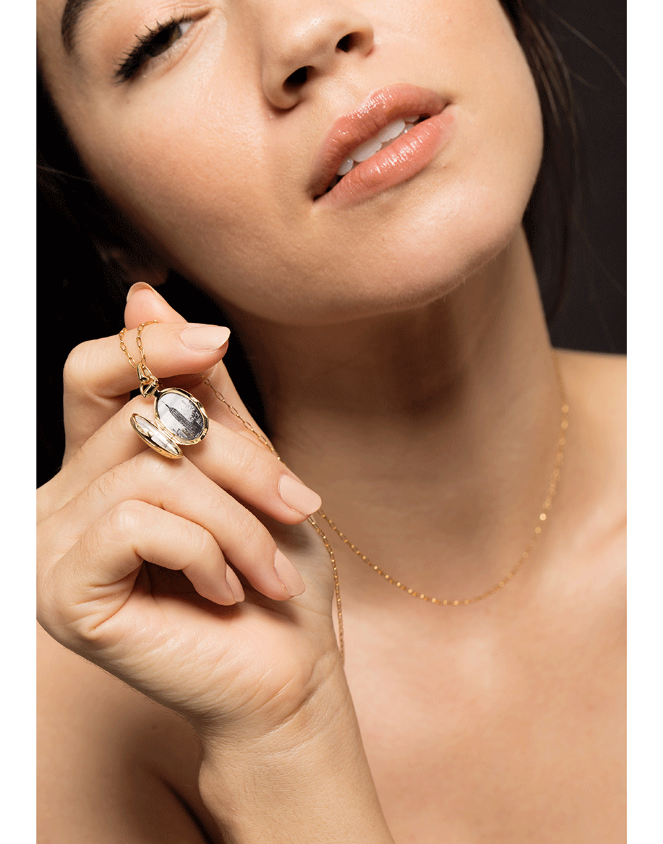MONICA RICH KOSANN-Petite Pinstripe Locket Necklace-YELLOW GOLD