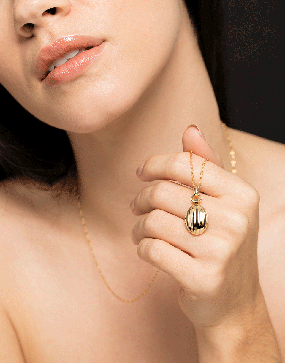 MONICA RICH KOSANN-Petite Pinstripe Locket Necklace-YELLOW GOLD