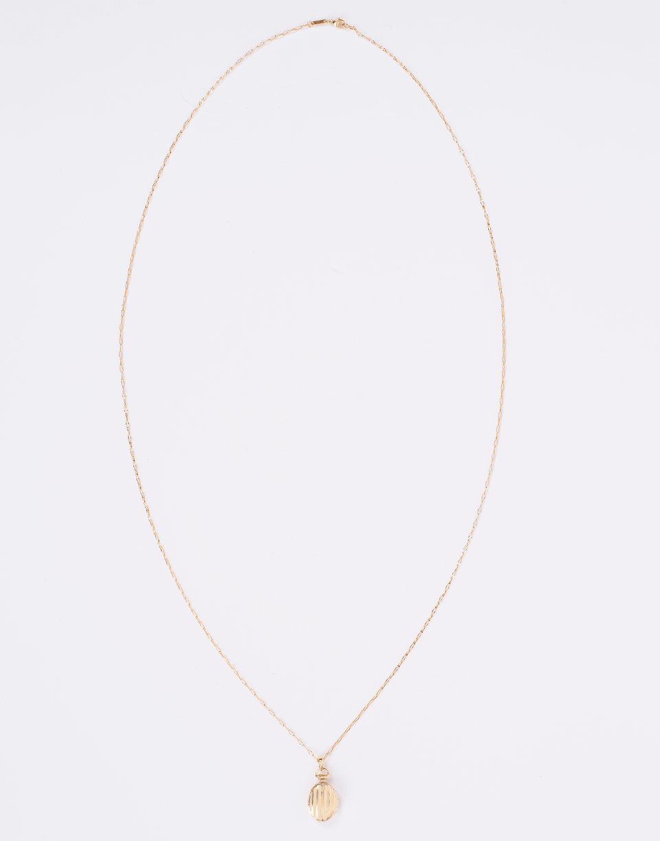MONICA RICH KOSANN-Petite Pinstripe Locket Necklace-YELLOW GOLD