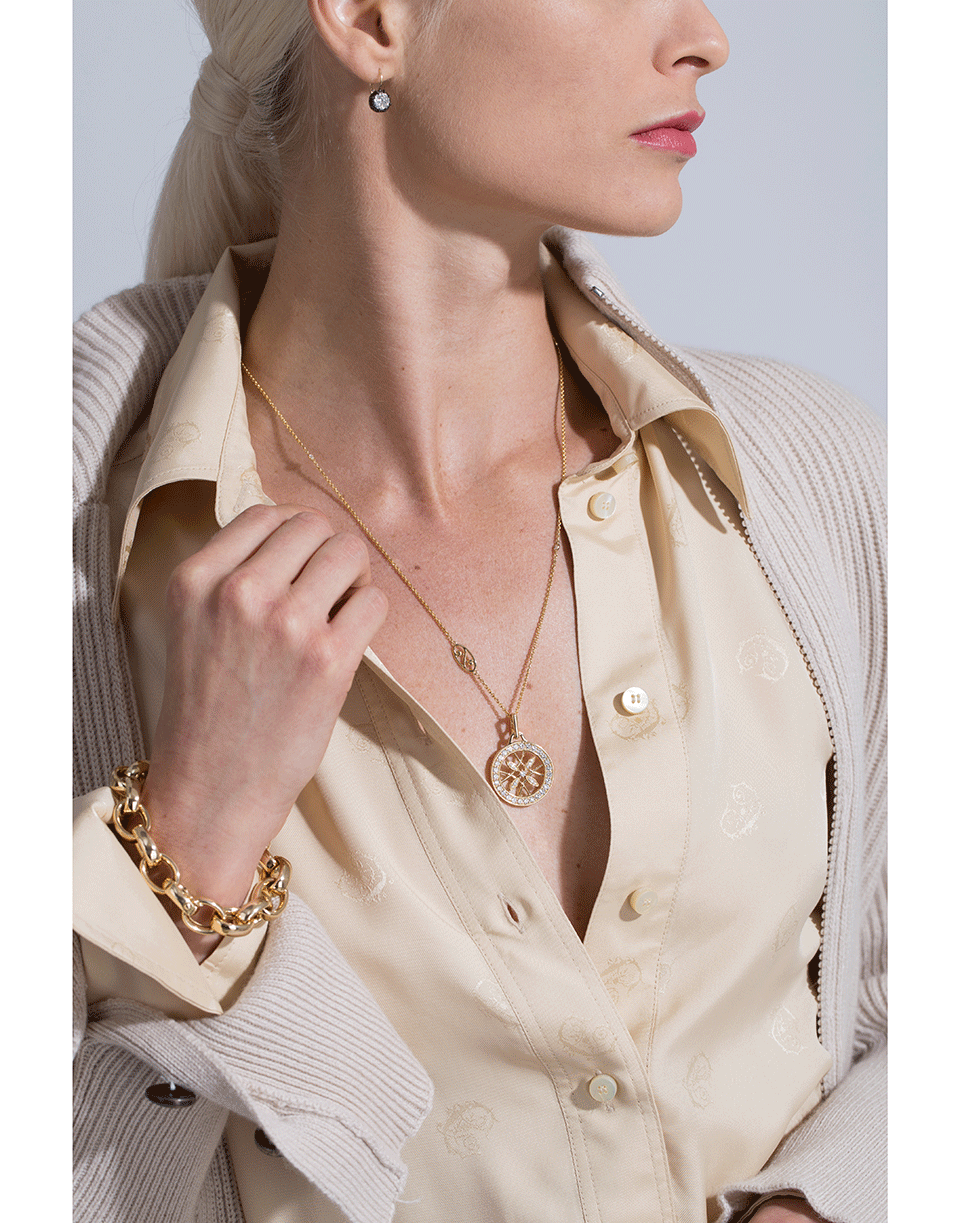MONICA RICH KOSANN-Round Diamond Gate Locket Necklace-YELLOW GOLD