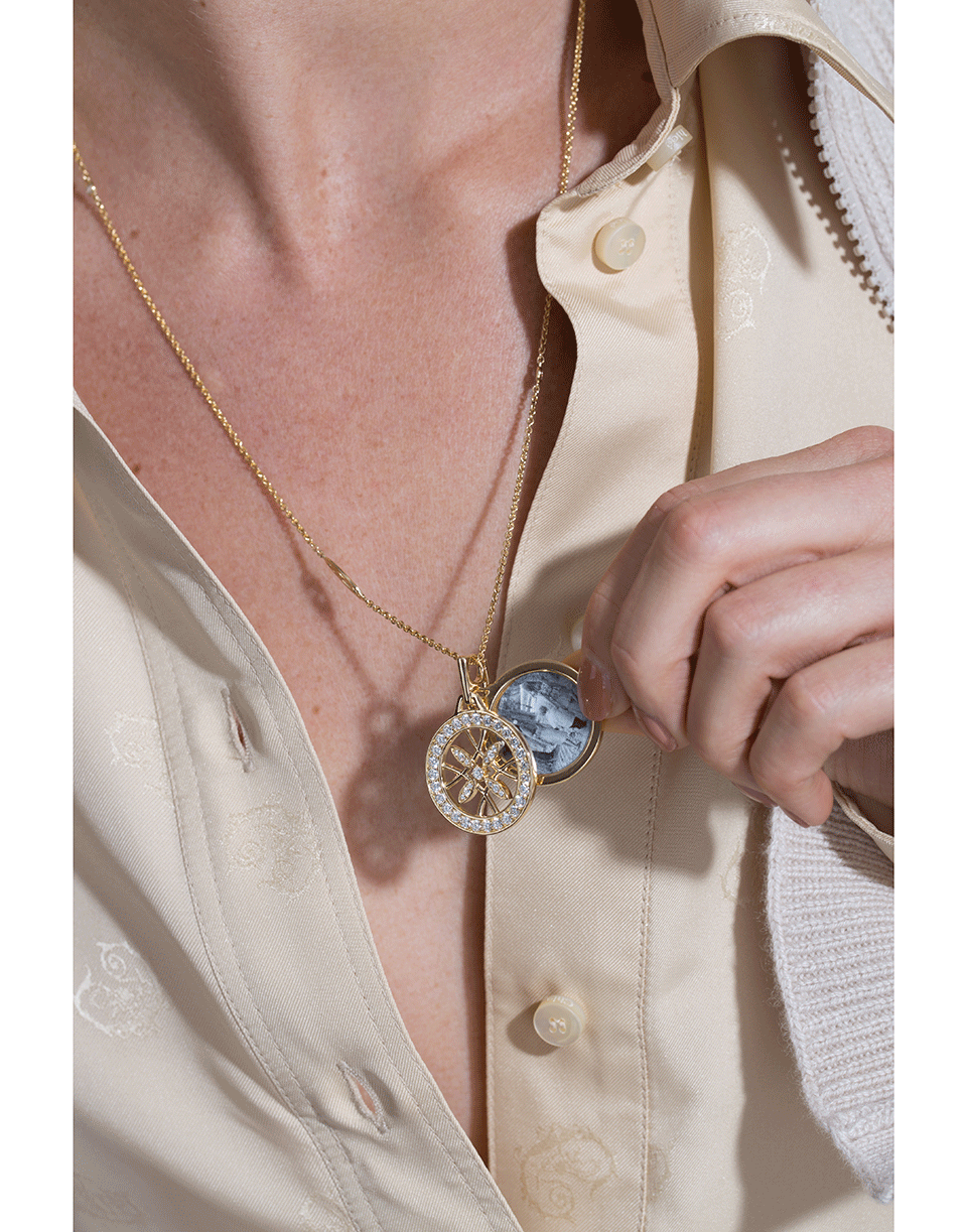 MONICA RICH KOSANN-Round Diamond Gate Locket Necklace-YELLOW GOLD