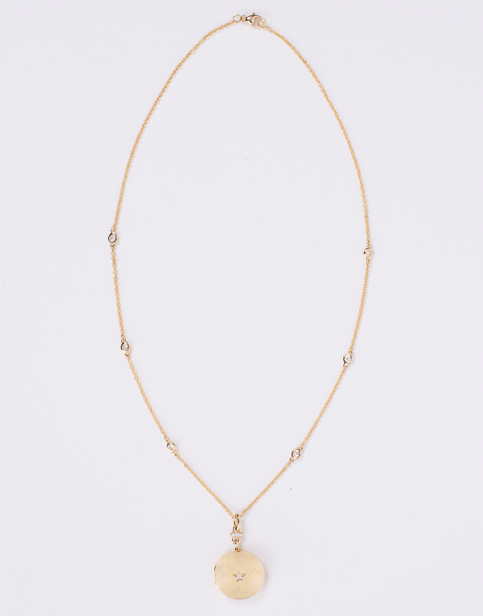 MONICA RICH KOSANN-Round Locket with Center Star Diamond-YELLOW GOLD