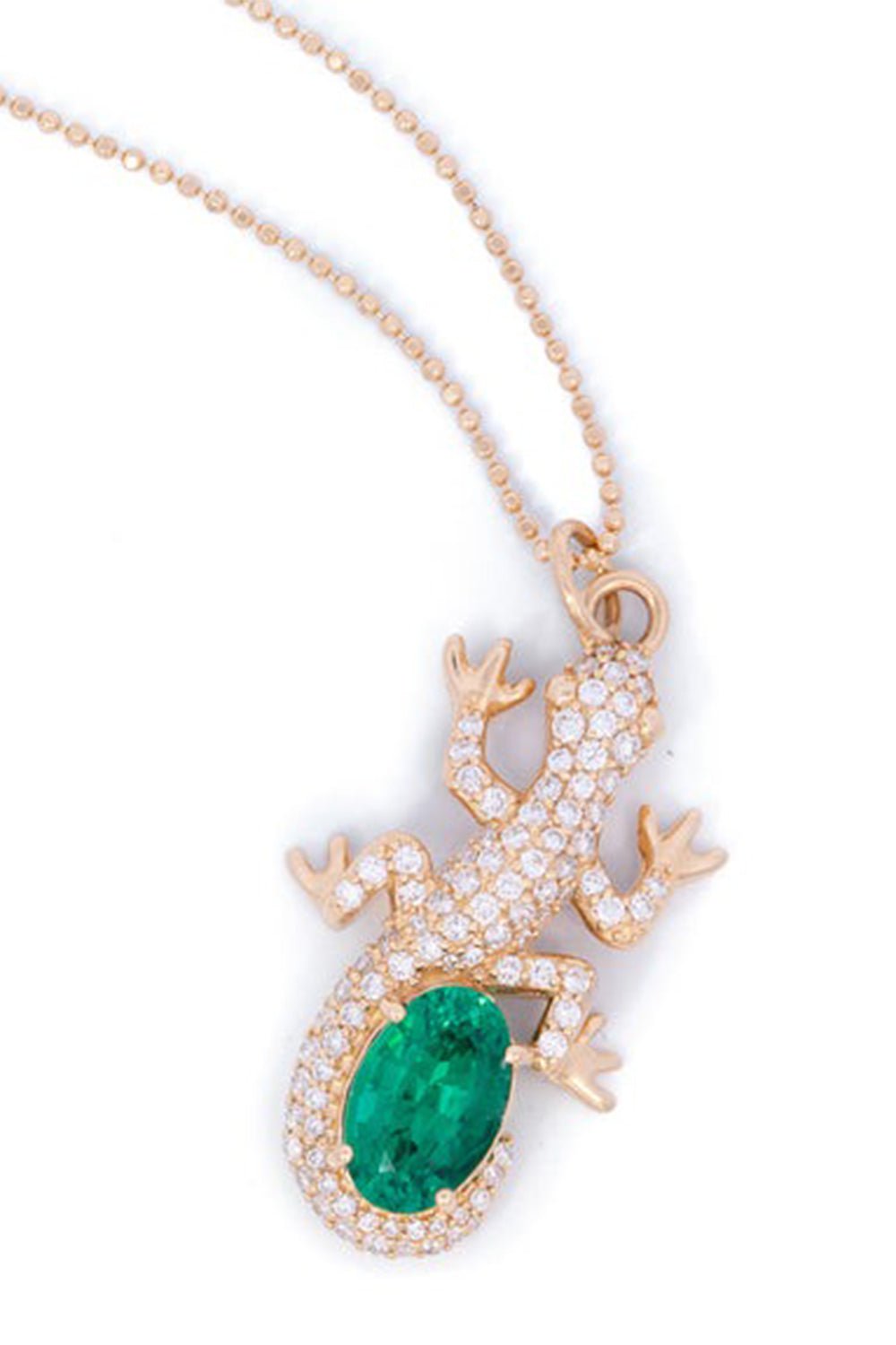 MONICA RICH KOSANN-Salamander And Stone Necklace-YELLOW GOLD