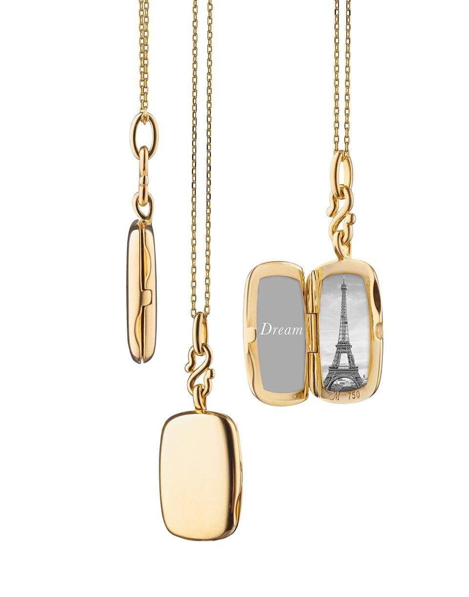MONICA RICH KOSANN-Slim Britt Rectangle Locket Necklace-YELLOW GOLD