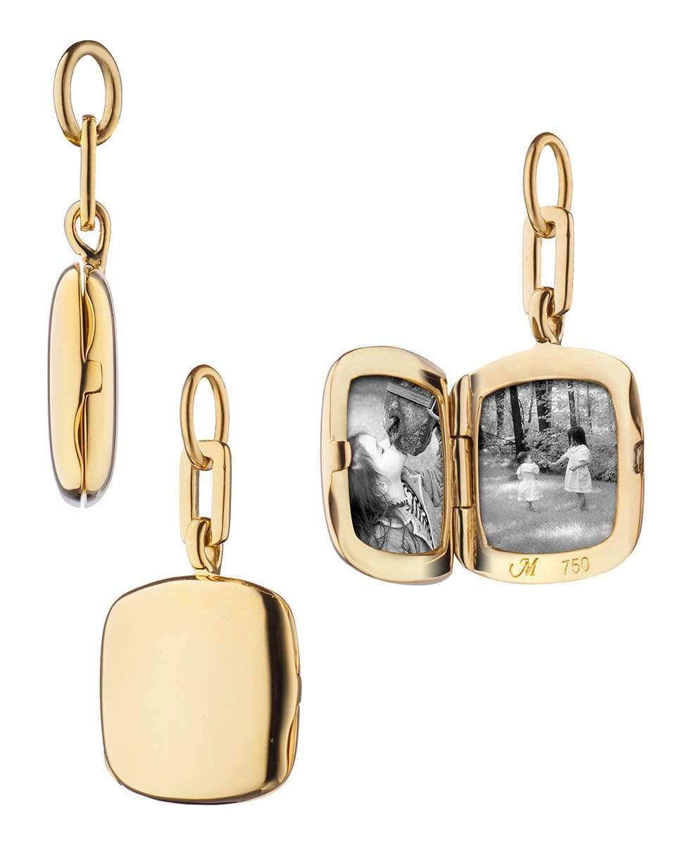 MONICA RICH KOSANN-Slim Cushion Viv Locket Charm-YELLOW GOLD