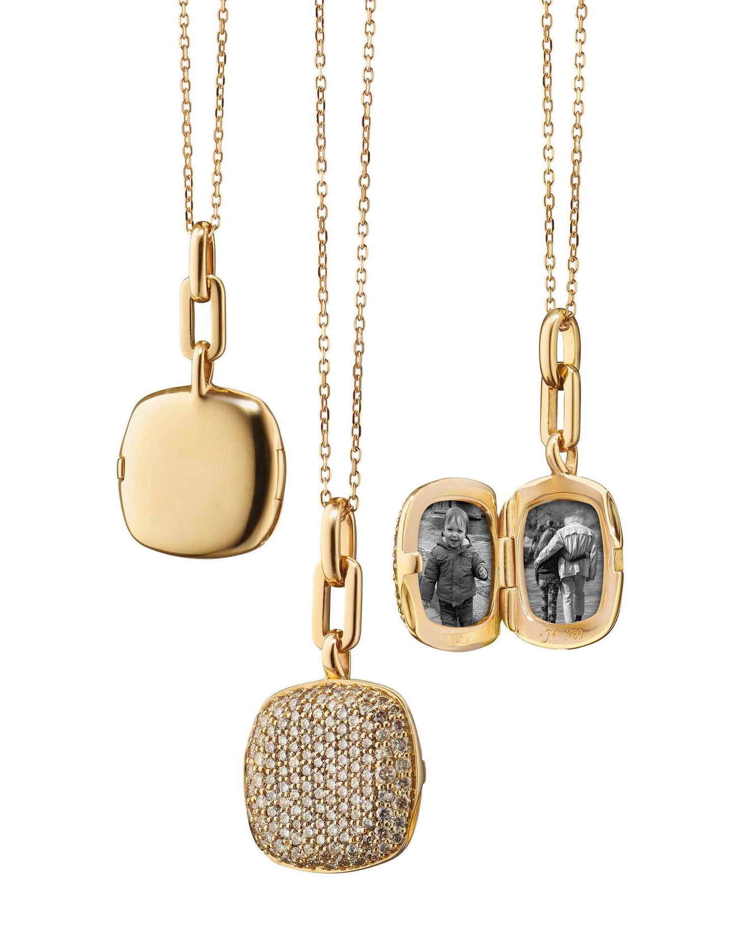 MONICA RICH KOSANN-Slim Rae Locket Necklace with Champagne Diamonds-YELLOW GOLD