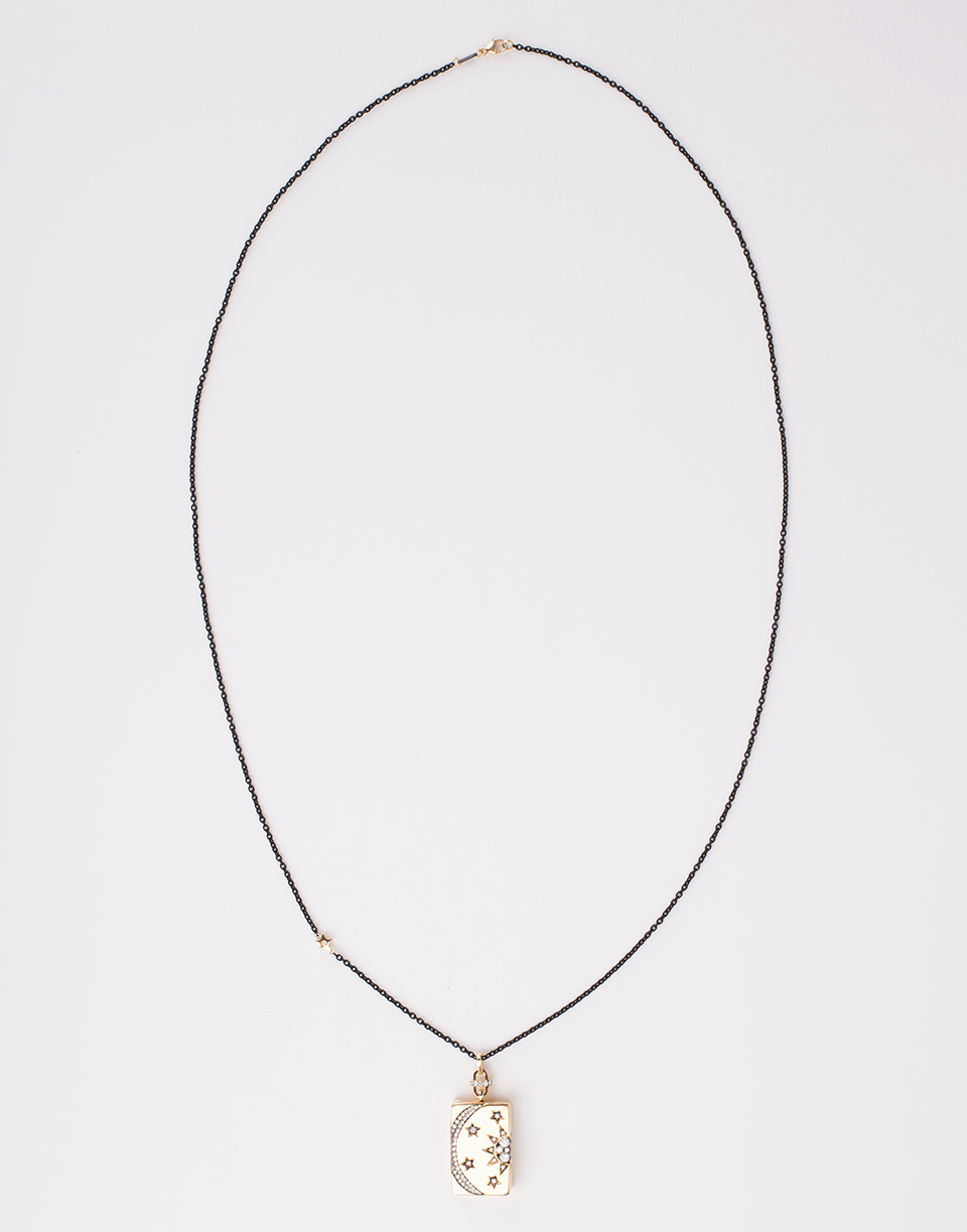 MONICA RICH KOSANN-Sun Moon And Stars Diamond Locket Necklace-YELLOW GOLD
