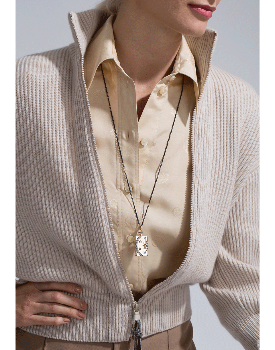 MONICA RICH KOSANN-Sun Moon And Stars Diamond Locket Necklace-YELLOW GOLD