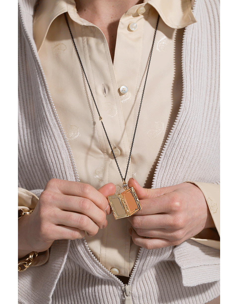 MONICA RICH KOSANN-Sun Moon And Stars Diamond Locket Necklace-YELLOW GOLD