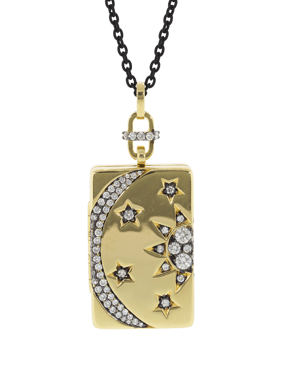 MONICA RICH KOSANN-Sun Moon And Stars Diamond Locket Necklace-YELLOW GOLD