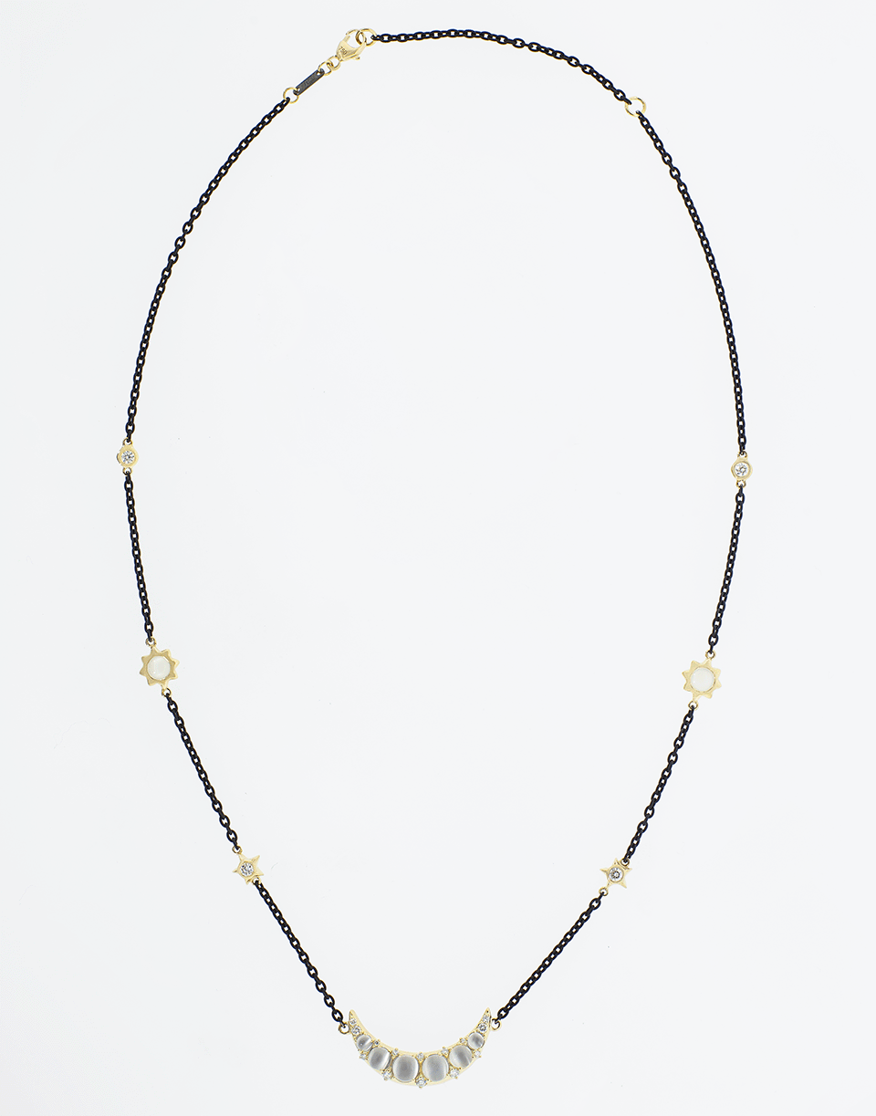 MONICA RICH KOSANN-Sun, Moon And Stars Moon Necklace-YELLOW GOLD