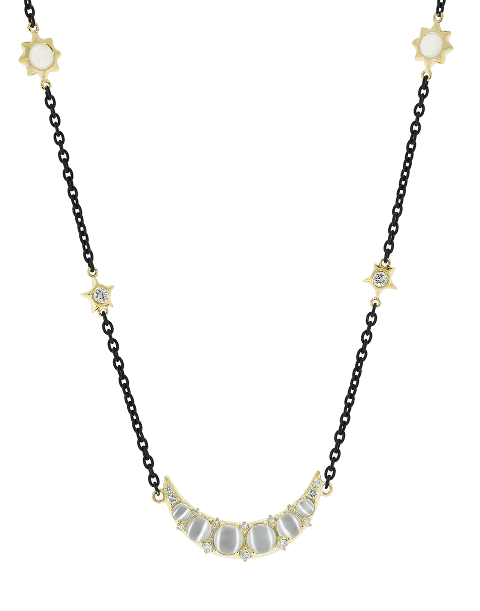 MONICA RICH KOSANN-Sun, Moon And Stars Moon Necklace-YELLOW GOLD