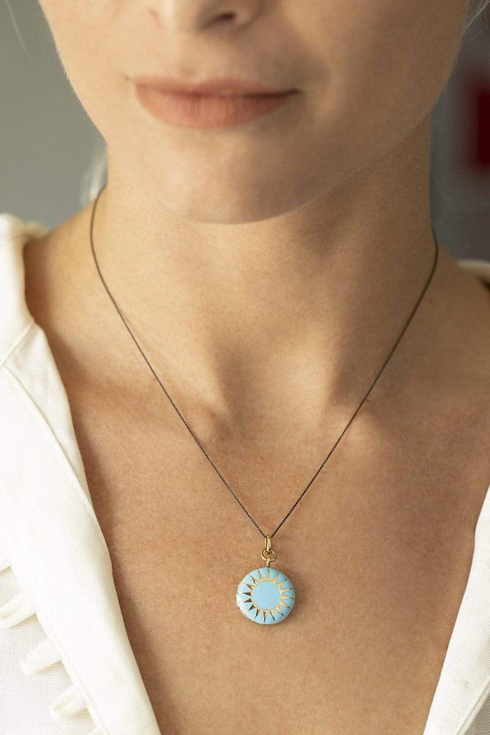 MONICA RICH KOSANN-Turquoise Enamel and Vermeil Round Locket-YELLOW GOLD