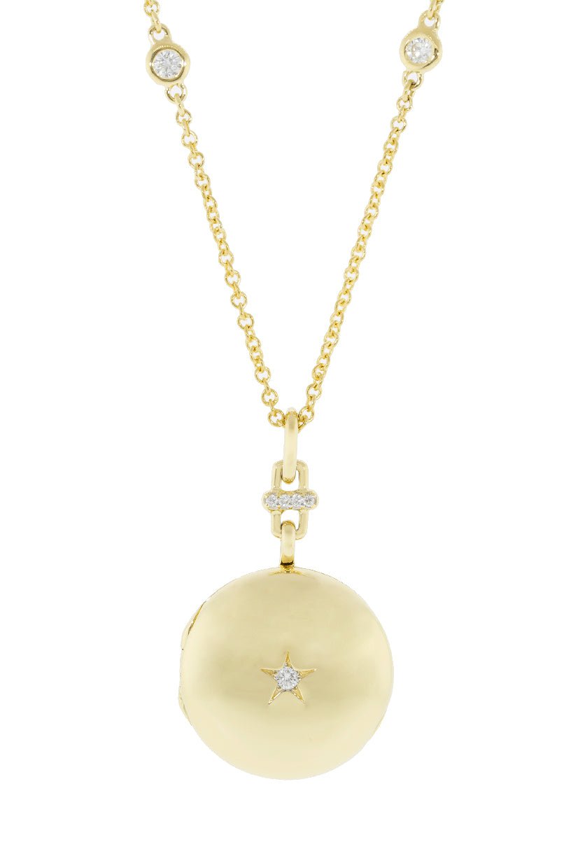 MONICA RICH KOSANN-Twinkle Star Locket Necklace-YELLOW GOLD