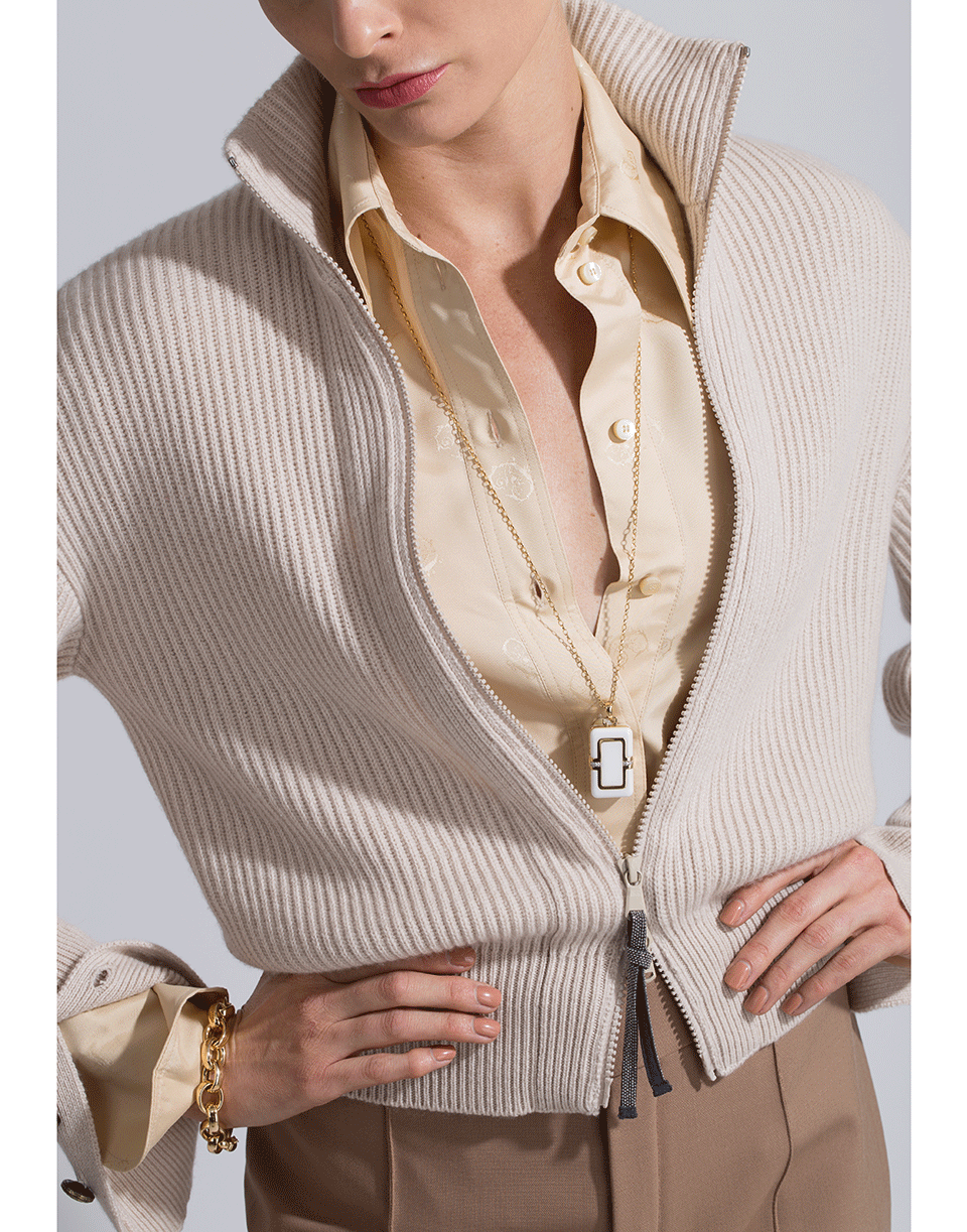 MONICA RICH KOSANN-White Ceramic Locket Necklace-YELLOW GOLD