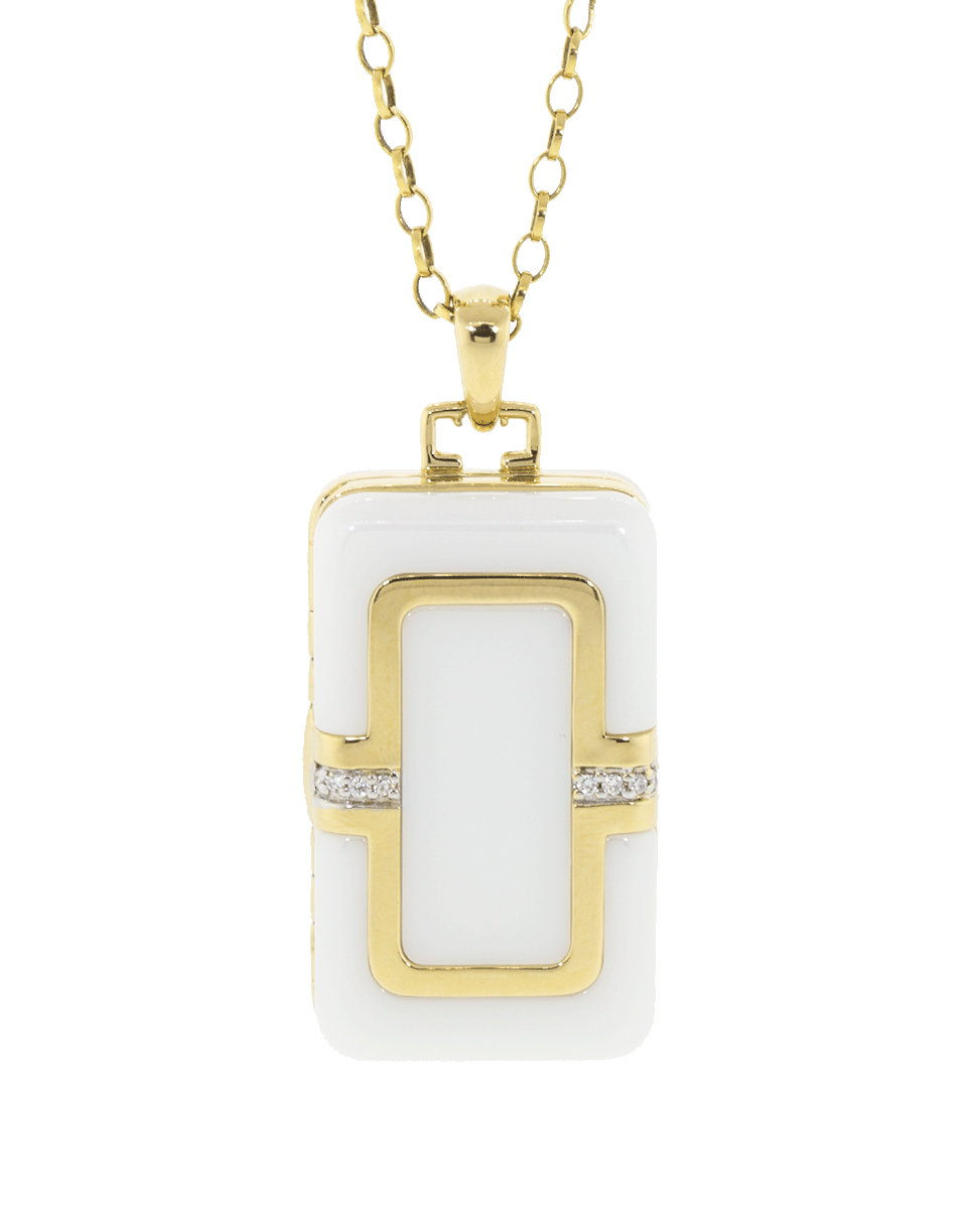 MONICA RICH KOSANN-White Ceramic Locket Necklace-YELLOW GOLD