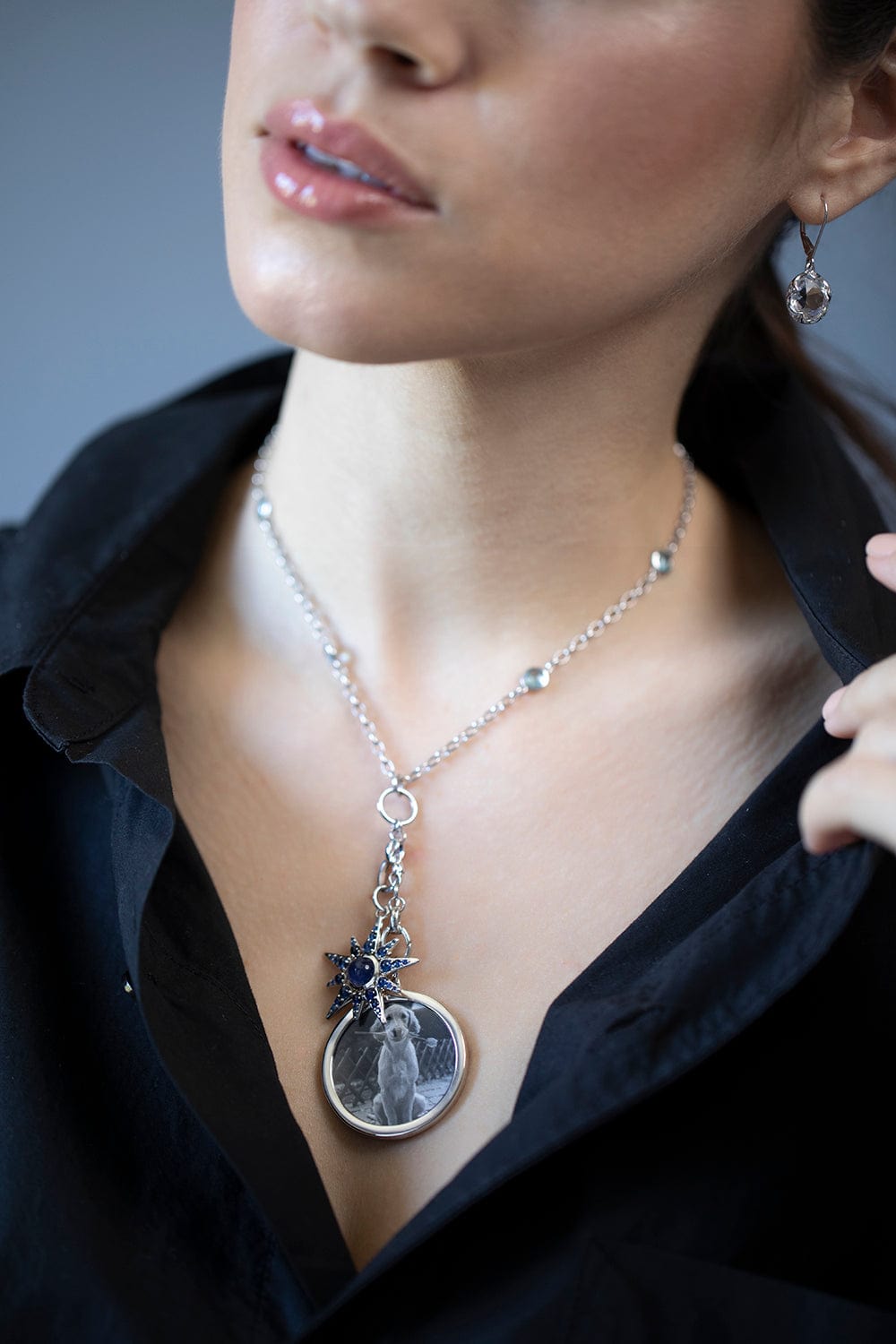 MONICA RICH KOSANN-Round Star Half Locket-SILVER