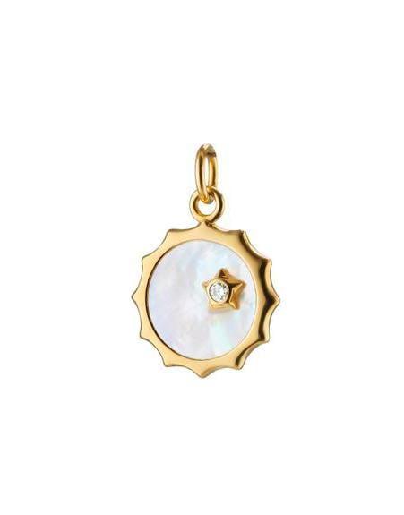 MONICA RICH KOSANN-Diamond Mother of Pearl Sun and Star Charm-YELLOW GOLD