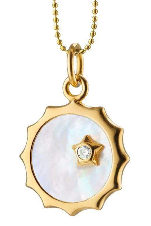 MONICA RICH KOSANN-Diamond Mother of Pearl Sun and Star Charm-YELLOW GOLD