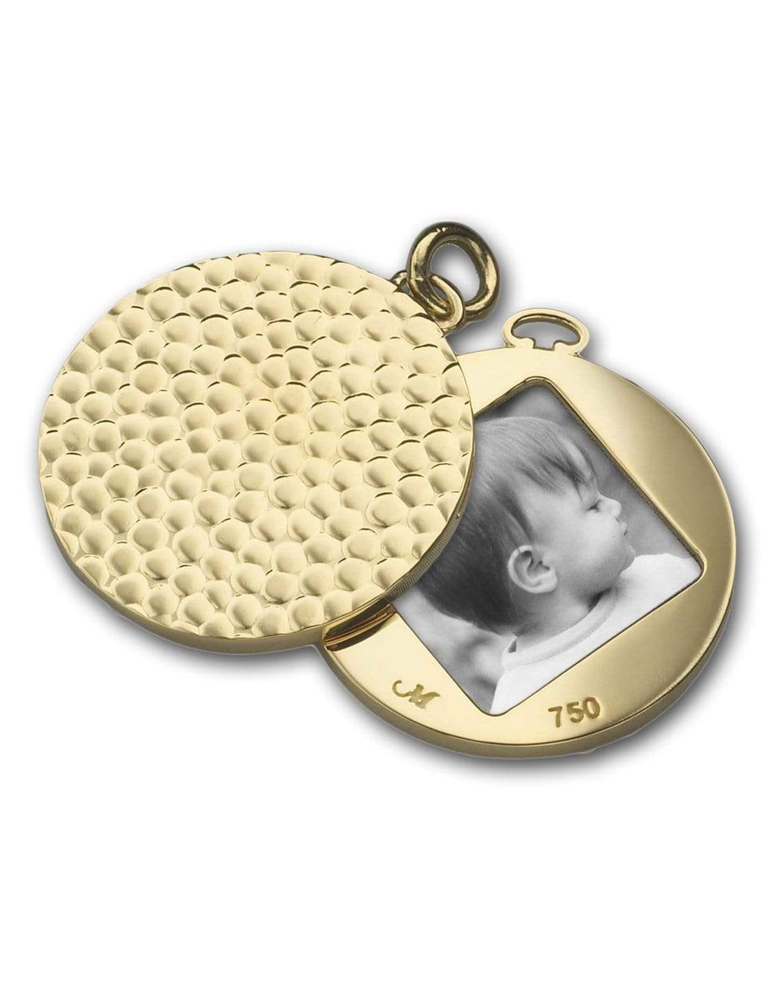 MONICA RICH KOSANN-Hammered Half Locket Charm-YELLOW GOLD