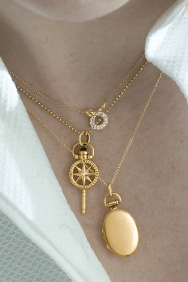 MONICA RICH KOSANN-Mini Adventure Compass Diamond Key Charm-YELLOW GOLD