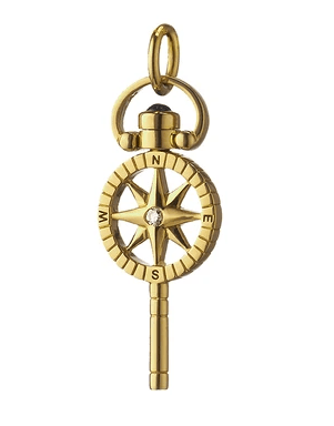 MONICA RICH KOSANN-Mini Adventure Compass Diamond Key Charm-YELLOW GOLD