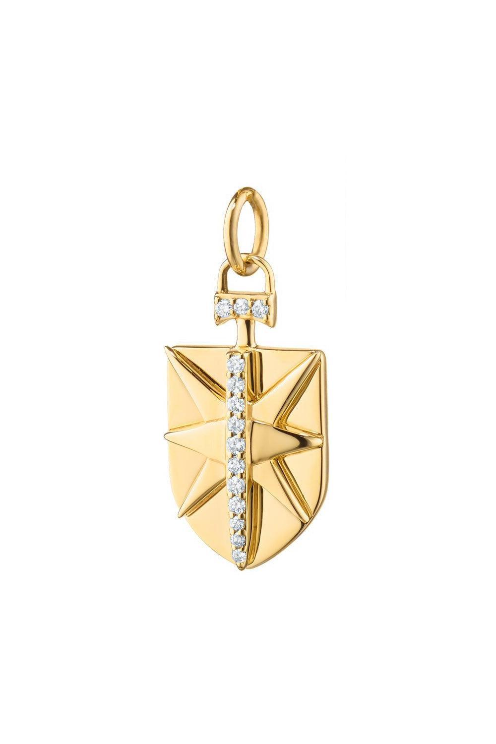 MONICA RICH KOSANN-Mini "Fearless" Diamond Shield Charm-YELLOW GOLD